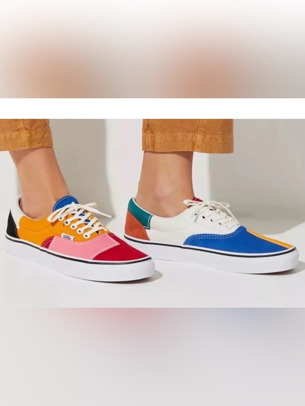 Vans Era Patchwork low-top sneakers Red Pink Blue green etc, sz men 6, wm 7.5,